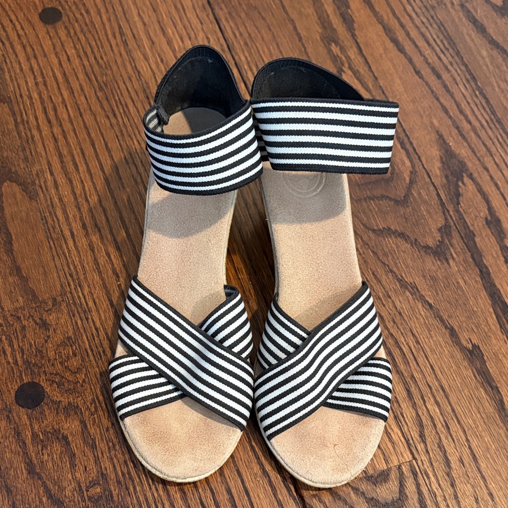 Black and White Striped Sandals
